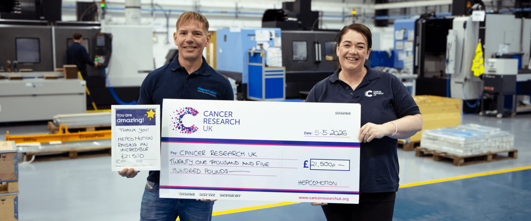 HepcoMotion - HepcoMotion, 영국 암 연구 재단(Cancer Research UK)을 위해 21,500파운드를 모금했다